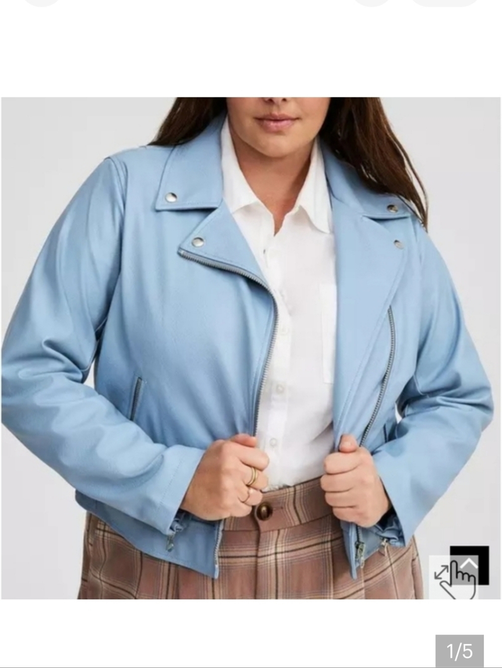 🆕️💙 TORRID POWDER BLUE FAUX LEATHER MOTO JACKET💙